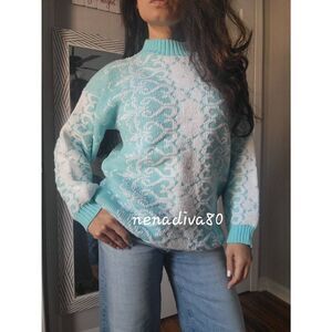 Vtg Spunky Pastel Floral Roses Sweater M